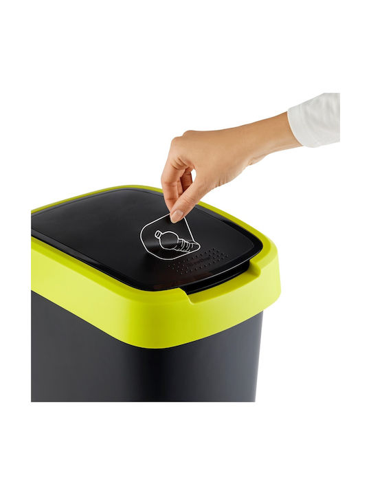 Trash Basket Swing Rotho Twist 50l Black-lime
