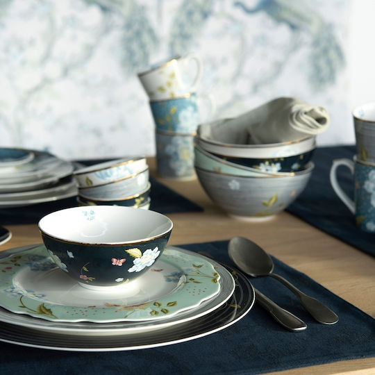Laura Ashley Midnight Uni Müslischüssel Rund aus Porzellan Black mit Durchmesser 13cm