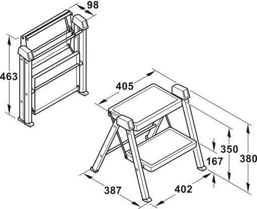 Step Stool Built-In Base Hailo Stepfix Anthracite 234-50504310ha 234-50504319ha