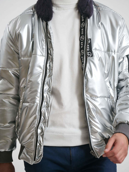 Winter Jacke Bomber Wasserdicht und Winddicht Silber