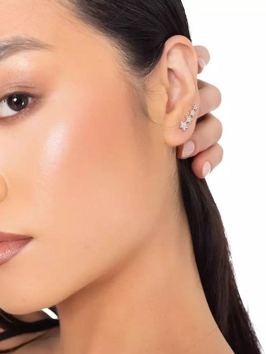 Oxzen Σκουλαρίκια Ear Climbers από Ασήμι με Πέτρες