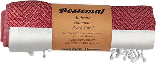 Pestemal Beach Towel Red with Fringes 90x180cm.