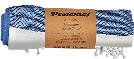 Pestemal Beach Towel Blue with Fringes 90x180cm.
