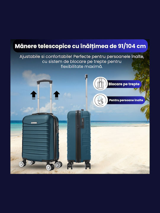 Quasar Line Travel Suitcases Hard Petrol Blue Maximum Height 55cm with 4 Wheels Set of 2pcs