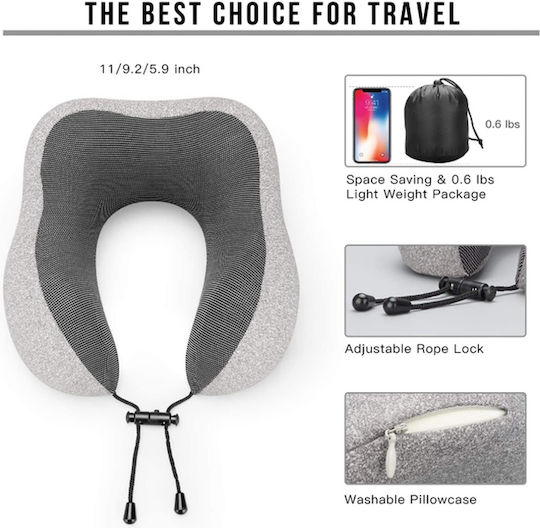 Kourk Travel U-shape Memory Foam Travel Pillow Travel Set Pillow with Carrying Case 24x26x12cm Blue