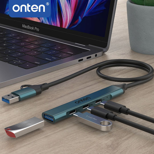 Onten Hub 4 Θυρών USB 3.0 με σύνδεση USB-C