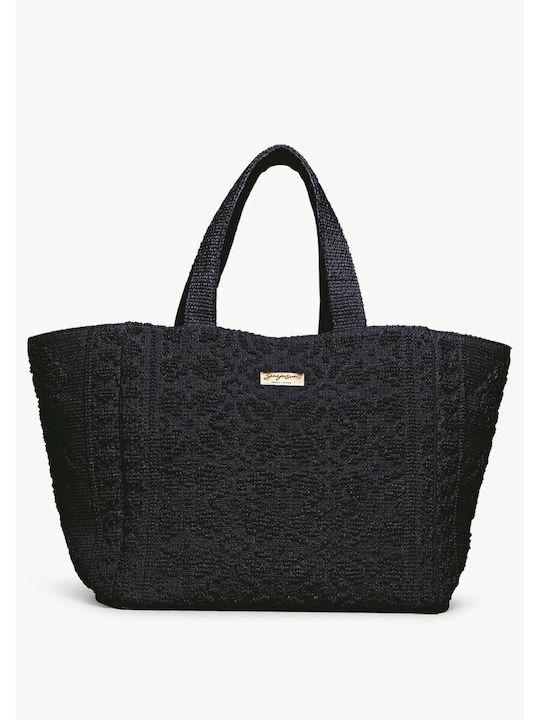 Hermosa Stoff Damenhandtasche Tote Hand Schwarz