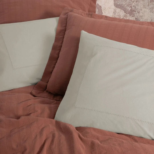 Cottonbox Κουβερλί Σετ Υπέρδιπλο Brick Red 230x240cm