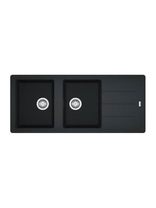 Franke Basis Bfg 621 1140284107 Drop-In Chiuvetă din Granit Sintetic L116xW50cm Onyx