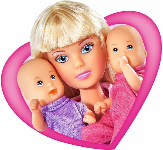Steffi doll with pants with stroller and twins