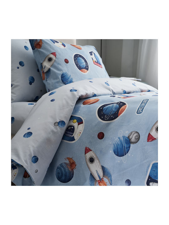 Vesta Home Κουβερλί Μονό Βαμβακερό Σιέλ 160x230cm