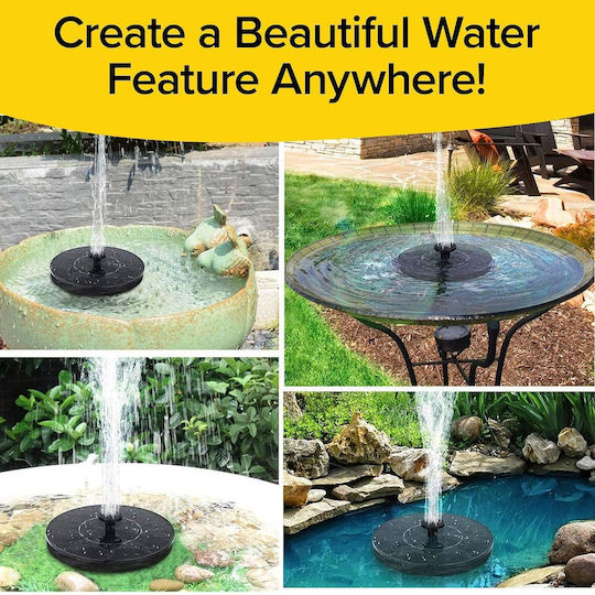 Solar Fountain Black Color 6 Spray Functions Fast Fountain Pocket Hose Solar-powered-instantly Adds a Water Feature Virtually Anywhere-5 Spray Modes-no Installation Batteries Required Bird Baths & More 6 in D x 2