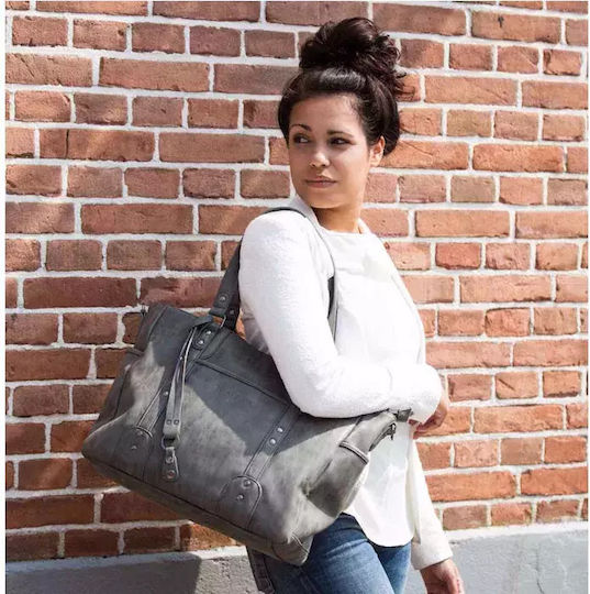 Little Company Shoulder/Hand Diaper Bag Paris Studs Gray