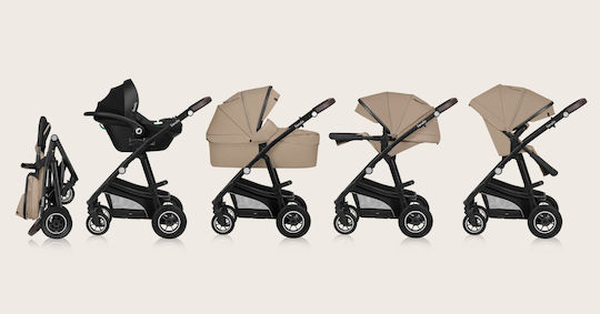 Bianca Adjustable 3 in 1 Baby Stroller Suitable for Newborn Beige Sand 11.75kg