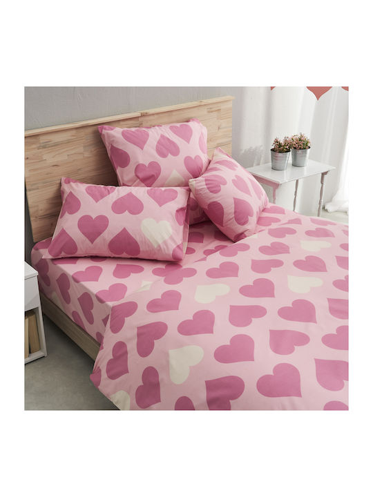Charalambidis Textiles Salonica Σετ Σεντόνια Υπέρδιπλα 240x260εκ. Ροζ (4τμχ)