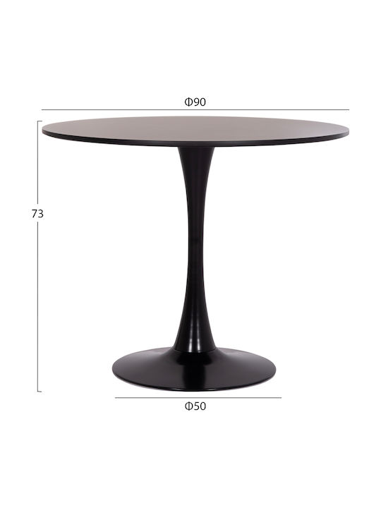 Brolin Round Table Dining Room Wooden Black Velvet-Black Metal 50x50x73cm