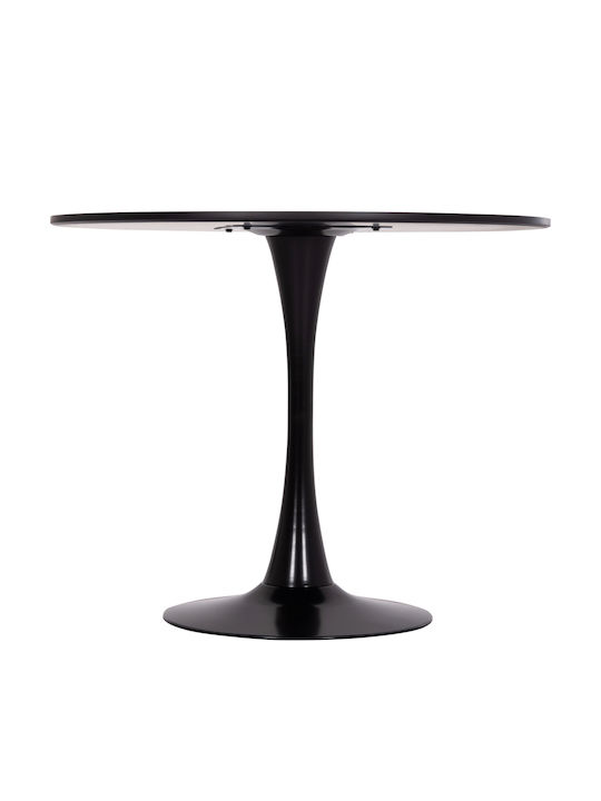 Brolin Round Table Dining Room Wooden Black Velvet-Black Metal 50x50x73cm