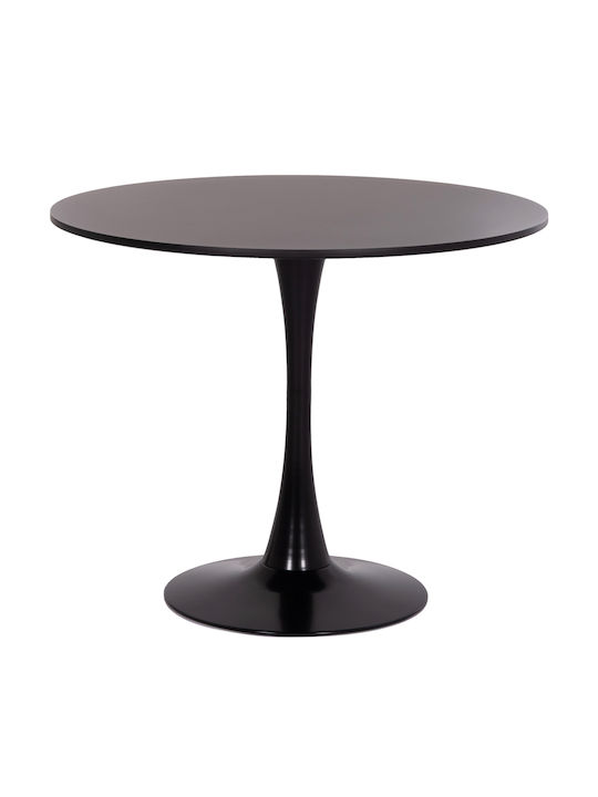 Brolin Round Table Dining Room Wooden Black Velvet-Black Metal 50x50x73cm