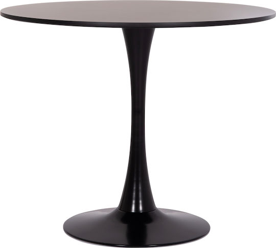 Brolin Round Table Dining Room Wooden Black Velvet-Black Metal 50x50x73cm
