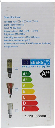 Smart Λάμπα LED 3W για Ντουί E14 RGB