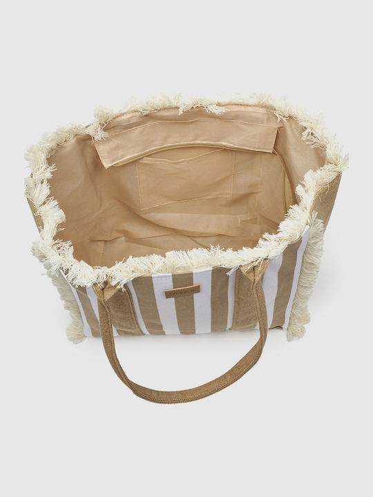 Verde Beach Bag From Beige Canvas