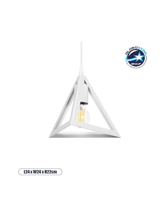 GloboStar Triangle Pendant Light White with Socket E27 24x24x86cm