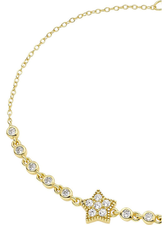 Vogue Women's Bracelet With Flower Design In Gold Plated Silver With Zircon 19cm