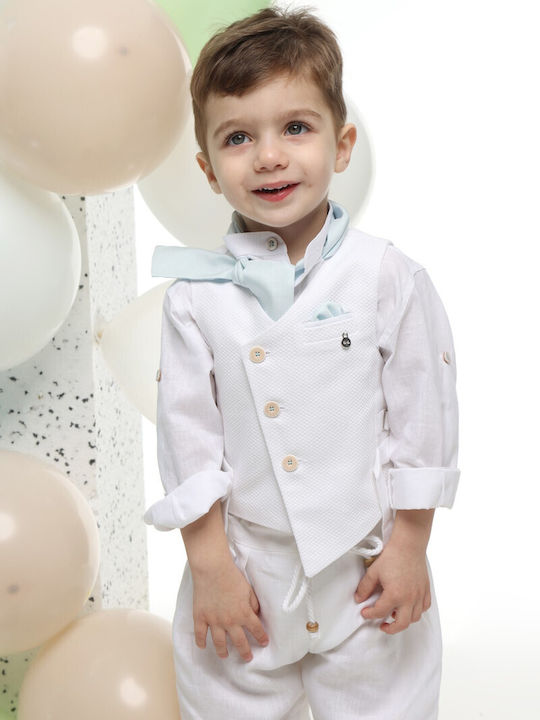 Mi Chiamo Boys Baptism Suit with Vest White