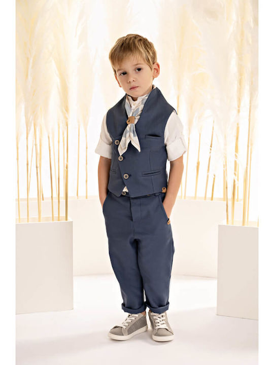 Baby Bloom Boys Baptism Suit with Vest 5pcs Blue