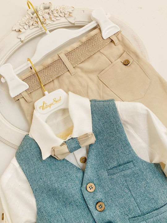 Vintage Soul Boys Baptism Suit with Vest Multicolour