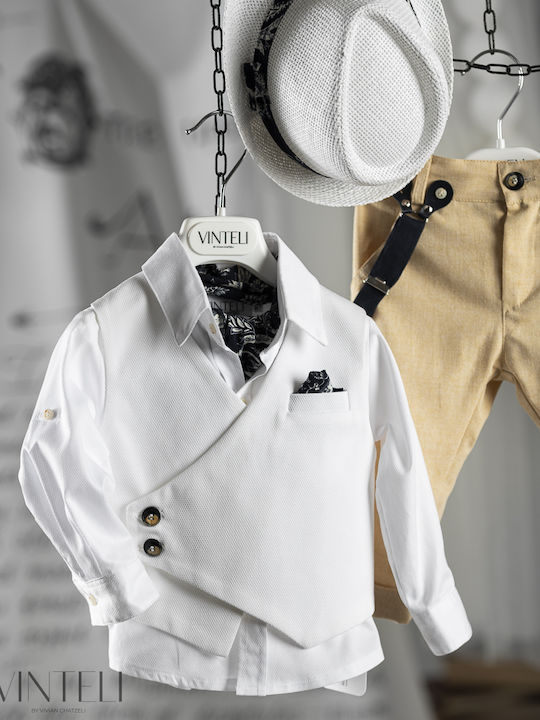 Vinteli Baptism Suit with Vest for Boy White