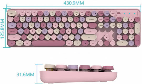 CK280+892 Kabellos Tastatur & Maus Set Englisch US Rosa