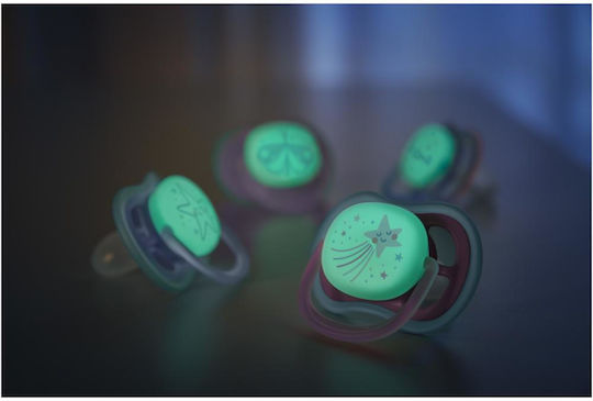 Philips Ultra Air Pacifiers Silicone Night Dreams/Star - Pink/Purple for 6-18 months 2pcs