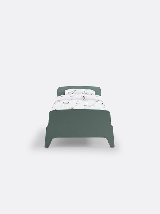 Adil Pat pentru Copii Clasic Single Verde pentru Saltea 90x190cm