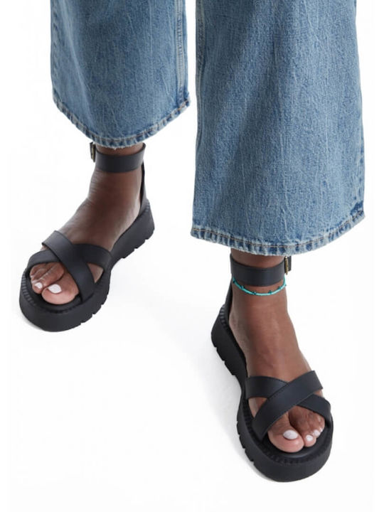 Women's Flat Sandals Flatforms in Black Color