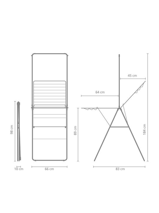 Brabantia Folding Floor Clothes Drying Rack with Hanging Length 20m