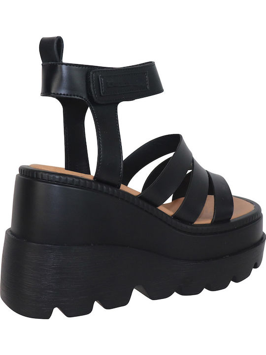 Women's Synthetic Leather Platform Shoes Black