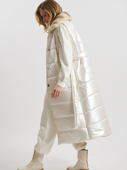Women's Long Lifestyle Jacket Waterproof and Windproof for Spring or Autumn Beige