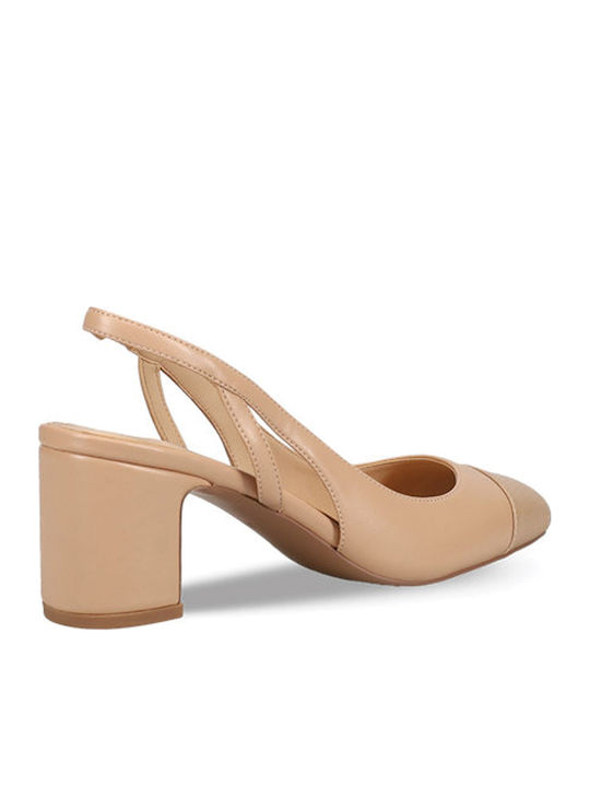 Heels with Strap & Chunky Medium Heel Beige