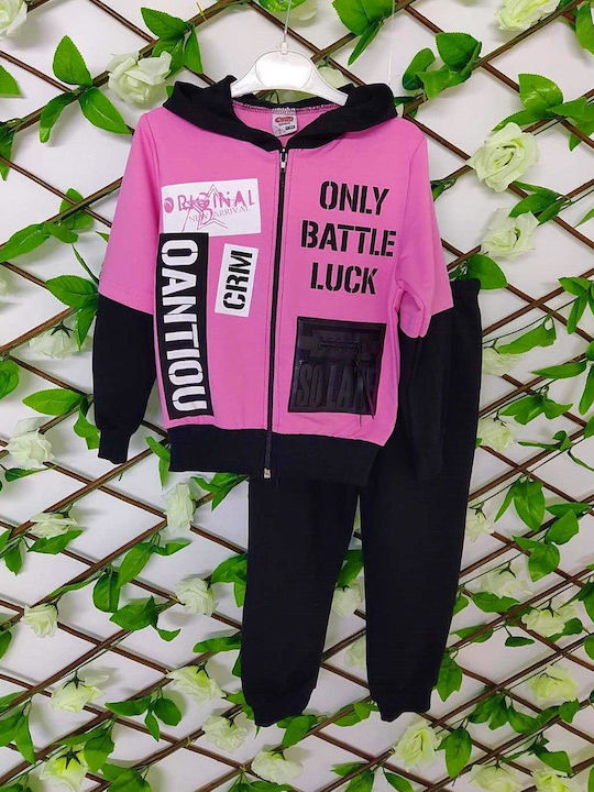 Kids Tracksuit Set With Jacket Pink/Black 2 Pieces