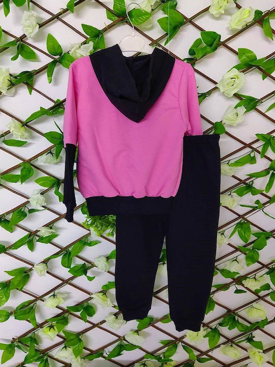 Kids Tracksuit Set With Jacket Pink/Black 2 Pieces