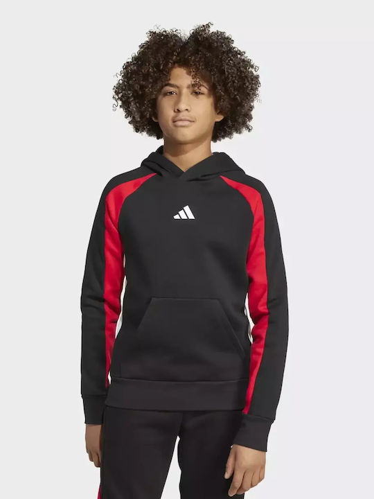 Fleece Παιδικό Φούτερ με Κουκούλα και Τσέπες Μαύρο Essentials