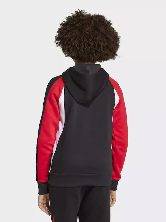 Fleece Παιδικό Φούτερ με Κουκούλα και Τσέπες Μαύρο Essentials