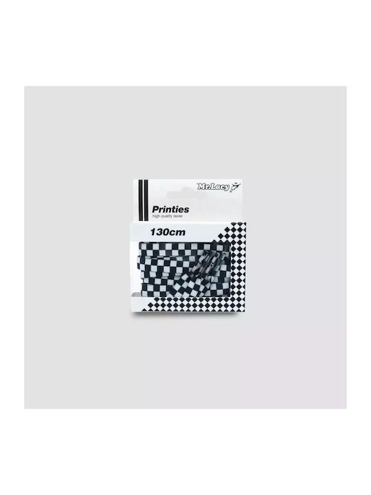 Mr Lacy Printiescheckered 130cm Blkwht Unisex Κορδόνι