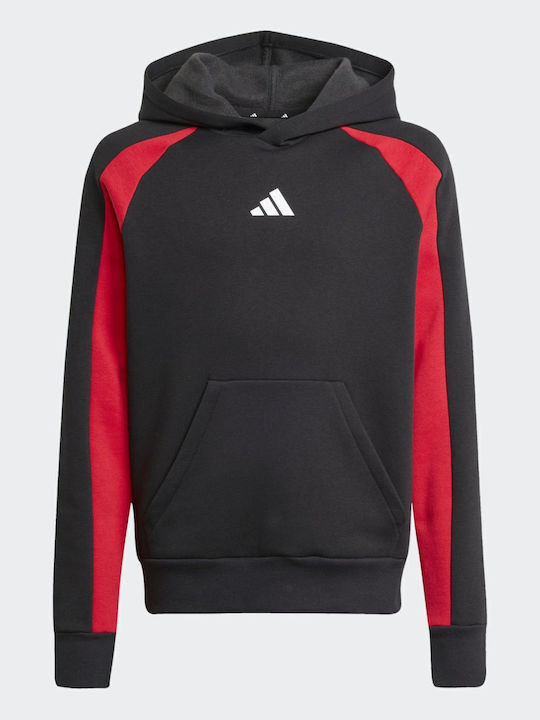 Fleece Παιδικό Φούτερ με Κουκούλα και Τσέπες Μαύρο Essentials