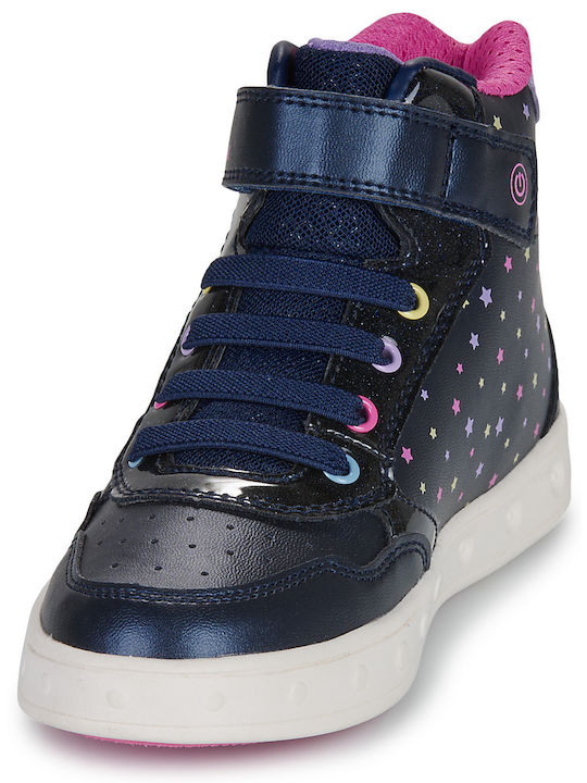 J Skylin Παιδικά Sneakers High Ανατομικά με Σκρατς Μπλε