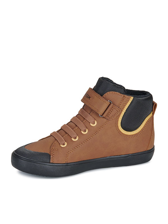 J Gisli Kinder Sneakers Hoch Anatomisch mit Klettverschluss Braun