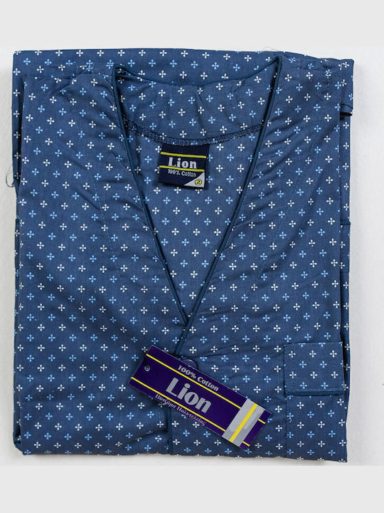 Lion Men's Summer Pajamas Set Dark Blue