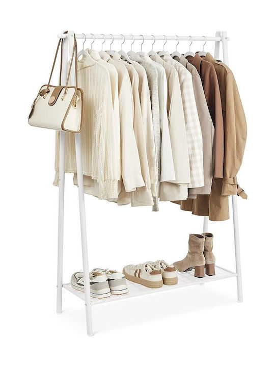 Songmics Floor Garment Rack made of Metal White 92.5x33.5x153cm