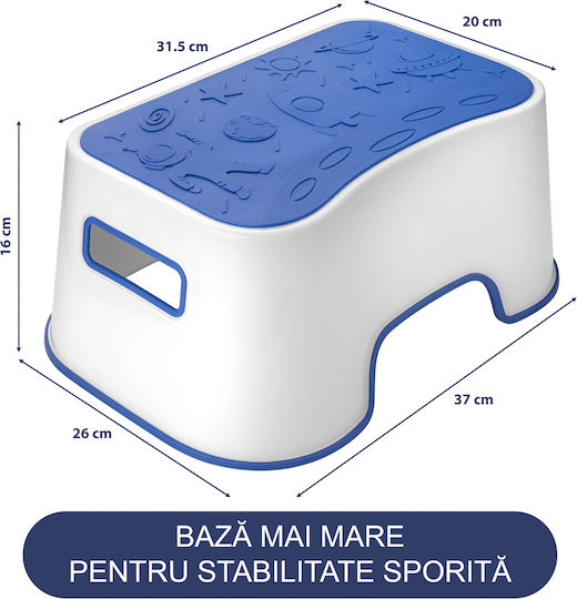 Fiziotab Space Booster Seat Non-slip Surface Handles Stool Type Use At Sink Bathroom Kitchen Cosmic Blue